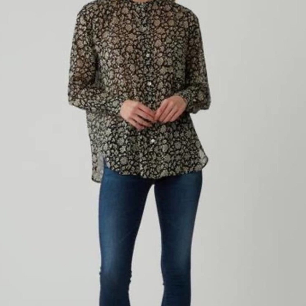 Hei Hei Anthropologie paisley black white button down top